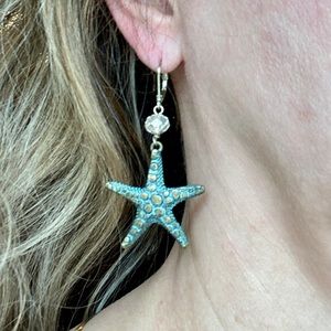 Starfish Earrings in Brass and Verdigris